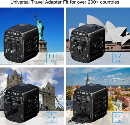 International Travel Adapter Voltage Converter Steps Down 220V to 110V for Cell Phones, Laptops, and Curling Irons, US to UK, Europe, Australia, and More Than 200 Countries