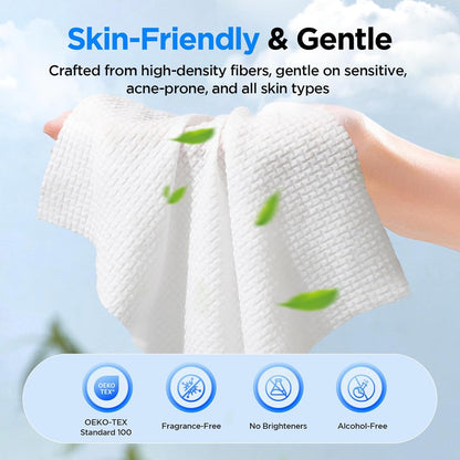 ITO Disposable Face Towel, Ultra-Soft 1-Second Quick-Dry Face Towels, Gentle for Sensitive Dry Oily Skin, Facial Towels for Daily Cleansing Makeup Removal (180 Count EF Texture)