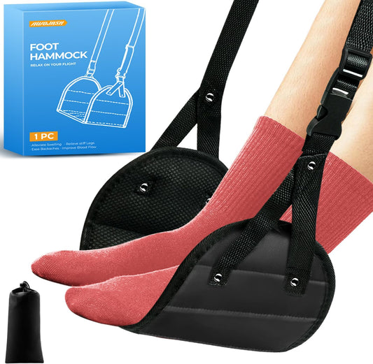Airplane Foot Hammock, Portable Leg Rest with Removable Cushion for Women and Men, Ergonomic Support for Travel, Car & Home