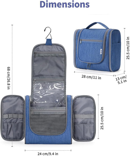 Narwey Hanging Toiletry Bag for Women Travel Makeup Bag Organizer Toiletries Bag Men for Cosmetics Essentials Accessories (Large, Navy Blue)