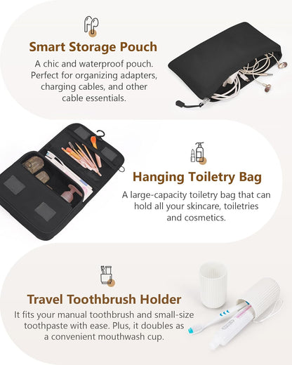 Compression Packing Cubes 12 Set, Suitcase Organizers, Extendable Packing Cubes, Black