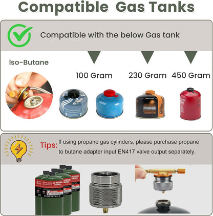 Indwell Camping Stove with Infrared Burner, Single Burner Propane Stove Ultra-Thin Design Adjustable Flame Control Wind-Resistant Portable Gas Cooker for Camping Hiking Outdoor Cooking