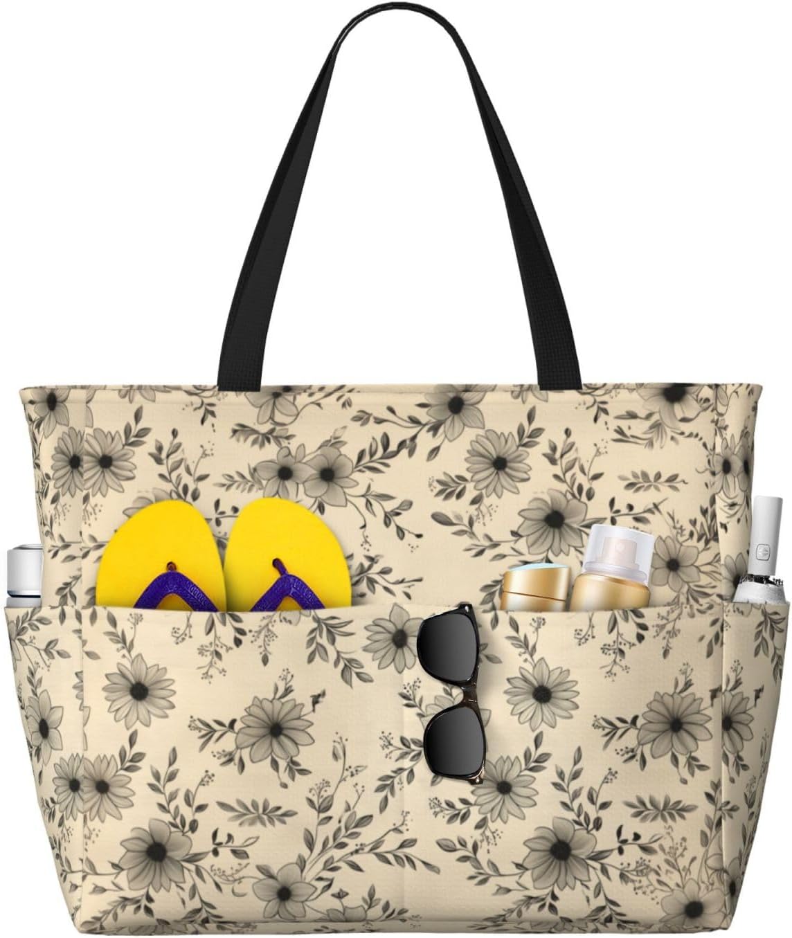 Beach Bag for Women Beach Tote Bag Waterproof Sandproof Large Bags with Zipper Big Capacity for Vacation Travel