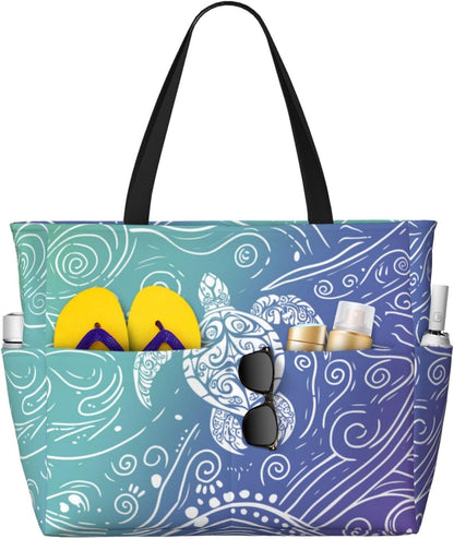 Beach Bag for Women Beach Tote Bag Waterproof Sandproof Large Bags with Zipper Big Capacity for Vacation Travel