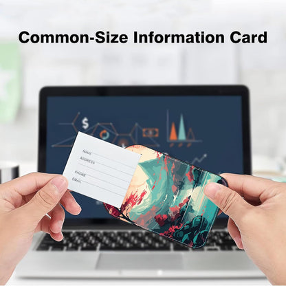 2 PCS Leather Luggage Tag for Suitcase Japanese Mountains Travel Suitcase Labels with Privacy Name ID Label and Stainless Steel Loop for Adults Teens Travel Bag Labels Set