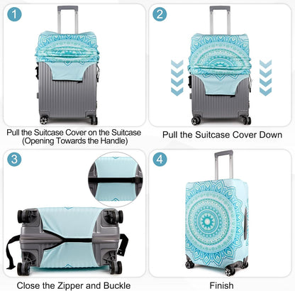 Pink Dino Suitcase Luggage Cover, Thick Suitcase Cover for Carry on Luggage Protector Fits 18-30 Inch Case