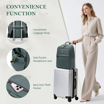 Travel Backpack for Women Personal Carry On Bag Business Weekender Hiking Multilayer Laptop Bag,16 Inch,DarkGreen