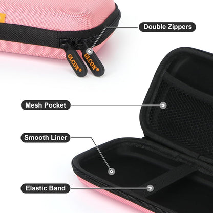 Shockproof Hard EVA Carrying Case for External Hard Drive, Samsung T9, Anker Power Bank, Cell Phone - Portable Small Electronic Accessories Organizer Zipper Kawaii Travel Pouch - Light Pink