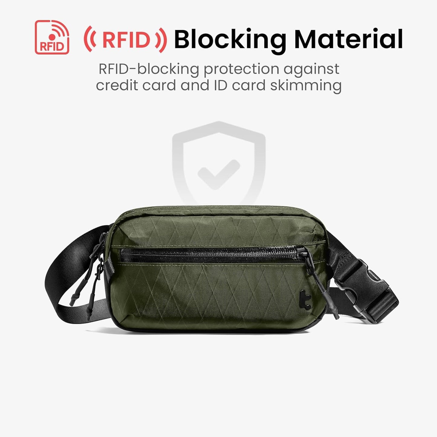 tomtoc 1.5L X-Pac Sling Bag with RFID Blocking, Crossbody Bag Minimalist Chest Shoulder Pack for Men/Women, Water-resistant Lightweight Casual Funny Pack for Travel, Daily Commute