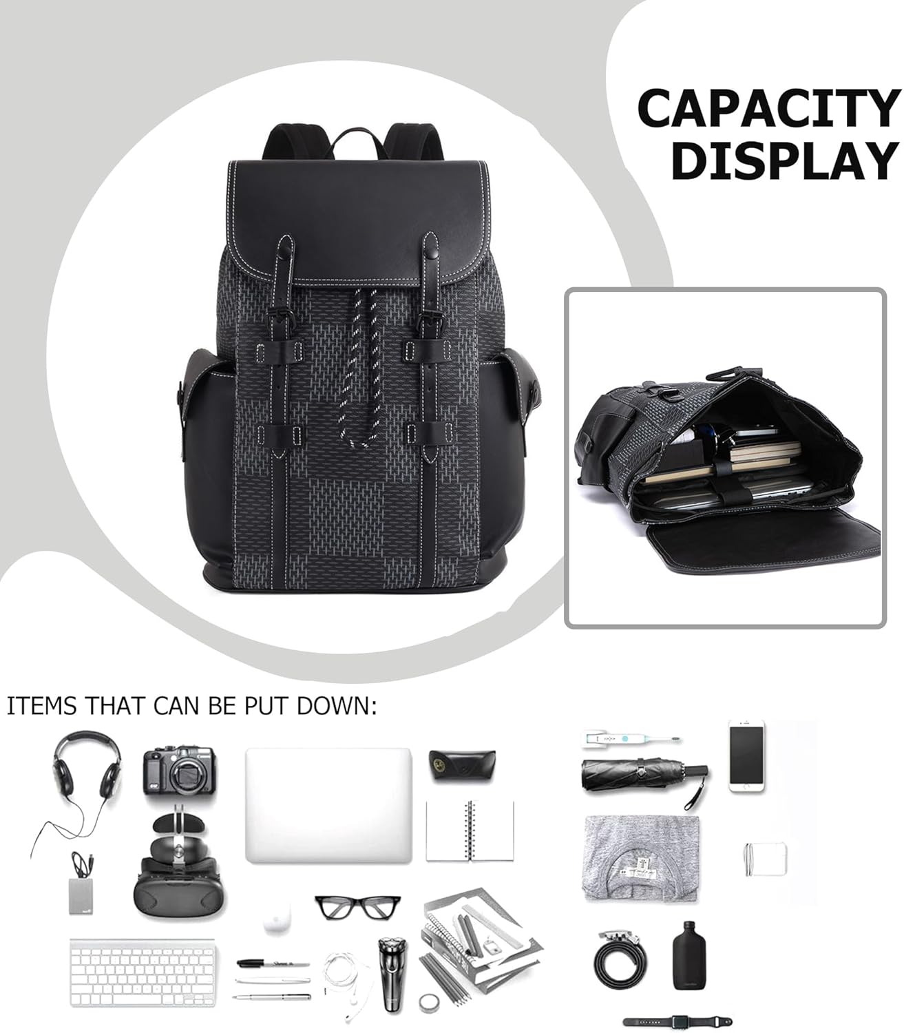 KingTo Laptop Backpack for Men Luxury Anti-Theft Travel Backpack Casual Business Waterproofing Computer Bag (A-Gray)