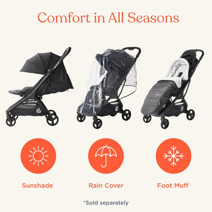 Ergobaby Metro 3 All in One Compact Baby Stroller, Lightweight Travel Stroller, Easy One-Hand Fold for Overhead Airplane Storage (Carries up to 50 lbs), Car Seat Compatible,Graphite Grey