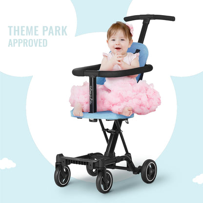 Dream On Me Lightweight and Compact Coast Rider Stroller with One Hand Easy Fold, Adjustable Handles and Soft Ride Wheels, Sky Blue