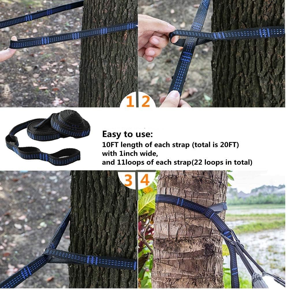 Camping Hammock with Rain Fly Tarp and Mosquito Net with Tree Straps Single &Double Portable Hammocks with Rain Cover for Indoor Outdoor Backpacking Hiking Travel Yard Activities Green