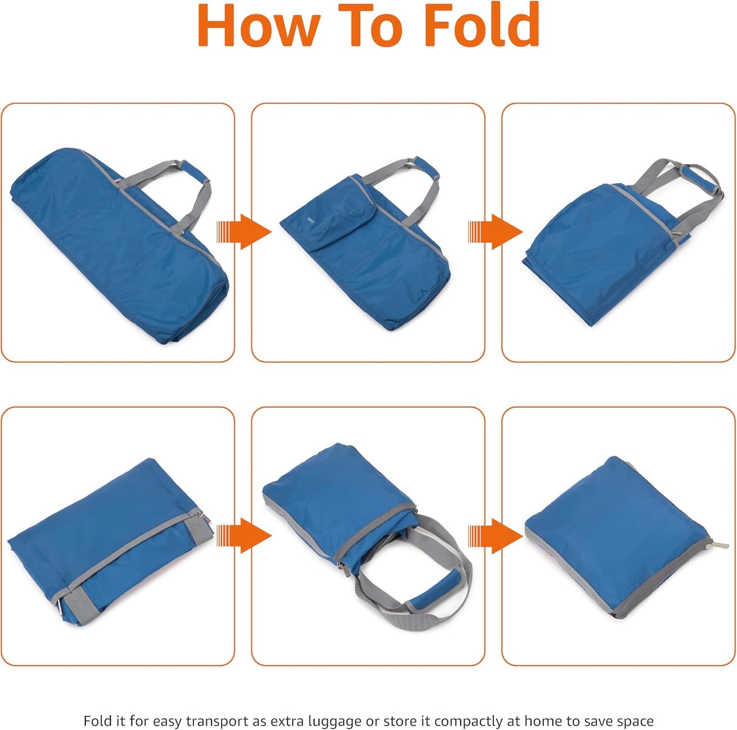 Amazon Basics 32" Extra Large Foldable Duffle Bag for Travel & Storage, with Exterior/Interior Zippered Pockets, Lightweight/Durable Nylon Material, 50-LBS Capacity, 9254 Cubic Inch (150L), Navy Blue