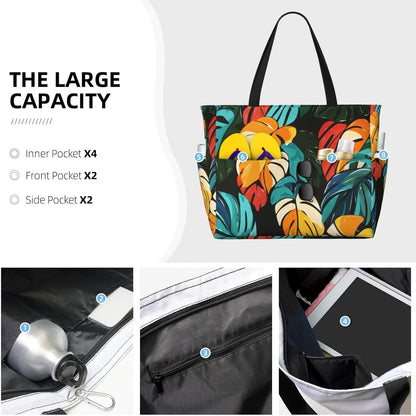 Beach Bag for Women Beach Tote Bag Waterproof Sandproof Large Bags with Zipper Big Capacity for Vacation Travel