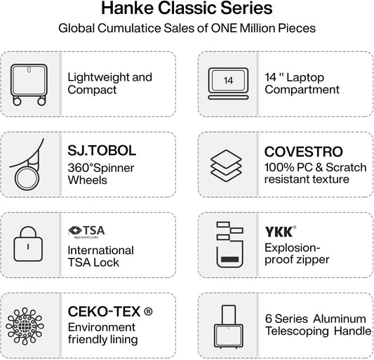 Hanke 16 Inch Underseat Carry on Luggage with Wheels Small Hard Shell Suitcases for Weekender,Travel Approved Lightweight Travel Luggage Suitcase for Womem Men,Christmas Gifts for Birthday-Ivory White