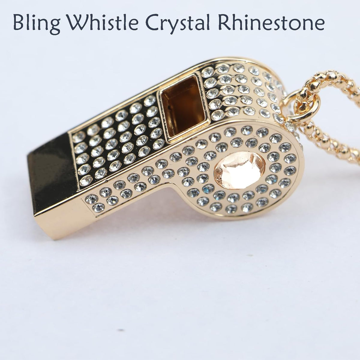 Whistle,Rhinestone Sports Whistle with Keychain for Coach/Referee/Training/Lifeguard/Teachers(Gold)