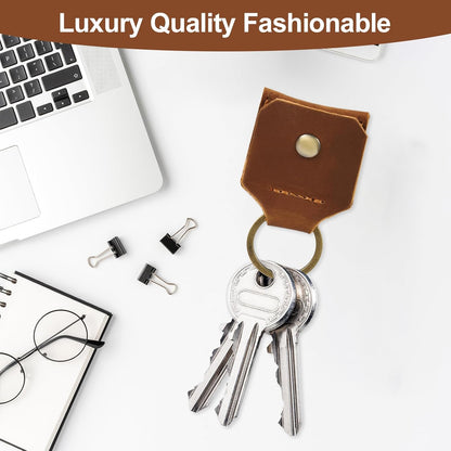 Jack&Chris Genuine Leather SD Card Holder Keychain, Anti-Shock Anti-Dust SD Card Case, Portable Camera Accessories for SD CF CFexpress Micro SD Nano SIM and Micro SIM Cards, Brown