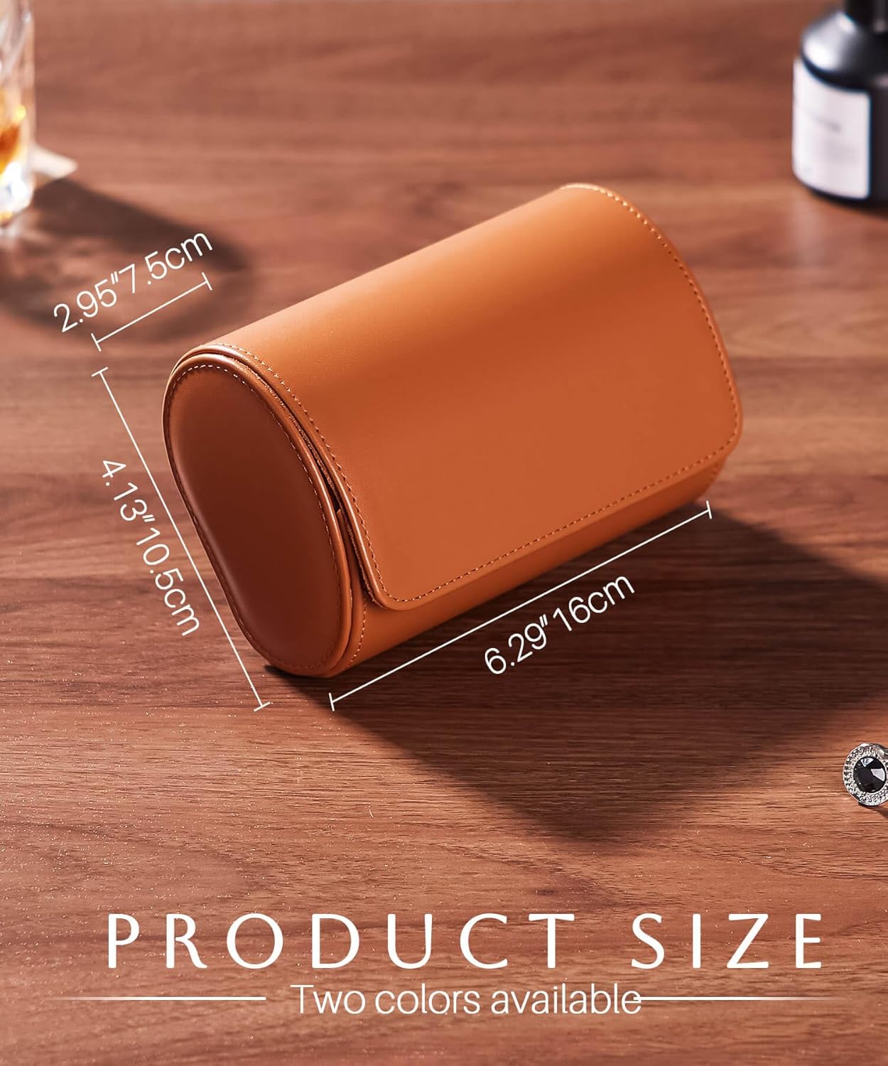 Homde Travel Watch Box Leather: Traveling Case for Men - Luxury Watch Roll for Wristwatch on the Go (brown, M)