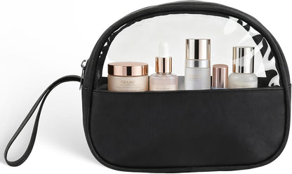 Clear Toiletry Bag, Travel Makeup Bag, Small Transparent Cosmetic Bag with Zipper，Organize Cosmetics & Skincare Essentials (Small)