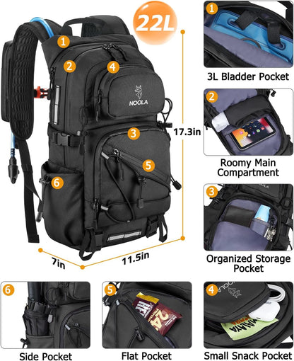 NOOLA Hydration Backpack with 3L Water Bladder, 22L Water Backpack for Hiking Cycling Running Biking, Lightweight Hiking Pack