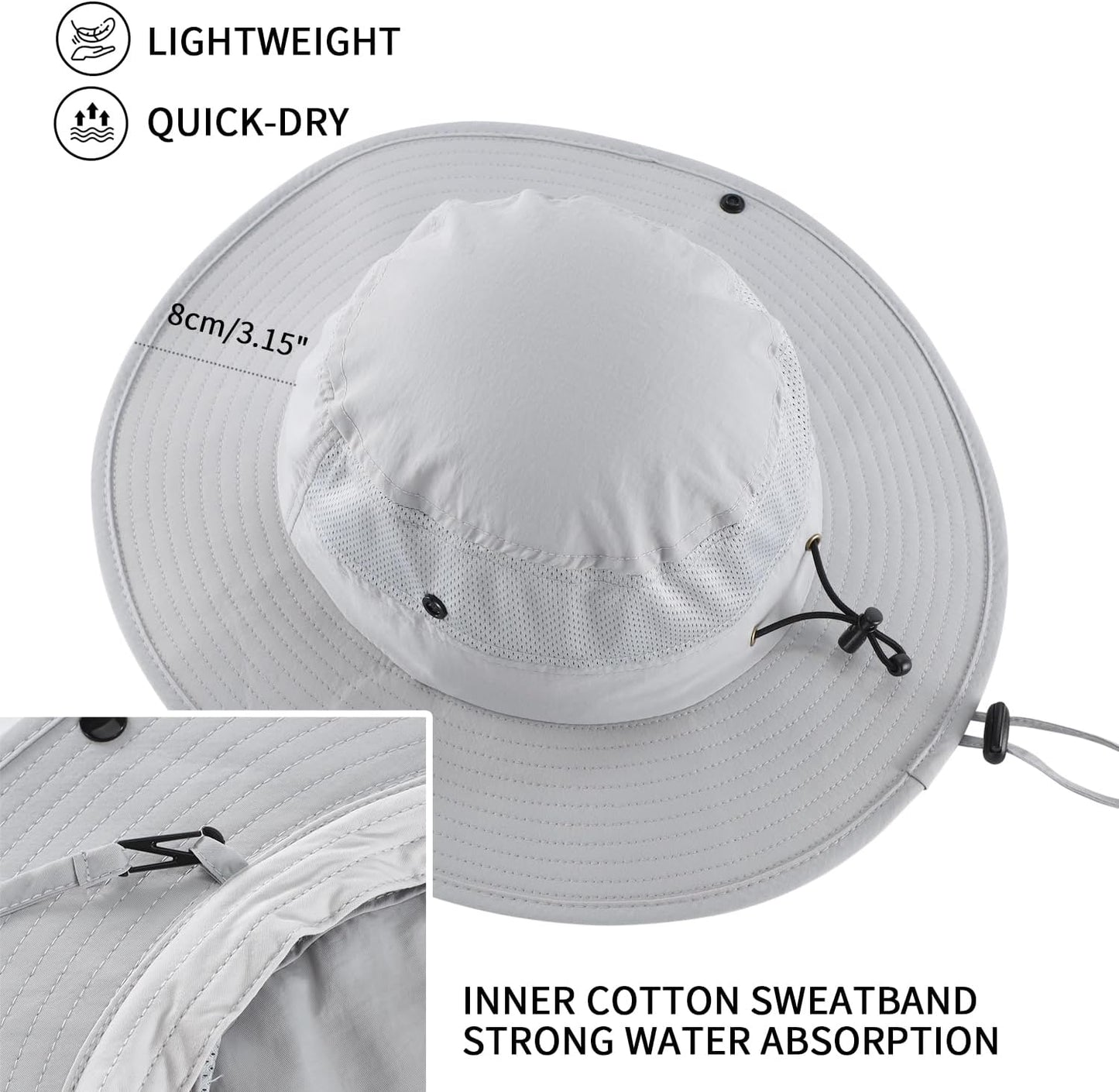 Home Prefer UPF50+ Mens Sun Hat Wide Brim Womens UV Protection Beach Bucket Hat for Fishing Hiking Snap Up Cowboy Hat