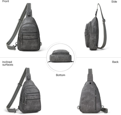 Sling Bag for Women Crossbody Bags Sling Purse Cross Body Backpack Vegan Leather Over Shoulder Bag Travel Dark Grey