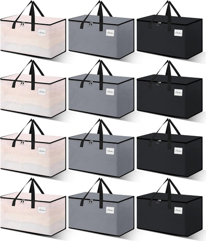 Heavy Duty Moving Bags - Extra Large Packing Bags and Storage Totes, Collapsible and Foldable Option for Moving and Storage, Multicolored, 125 L - 12 Pack
