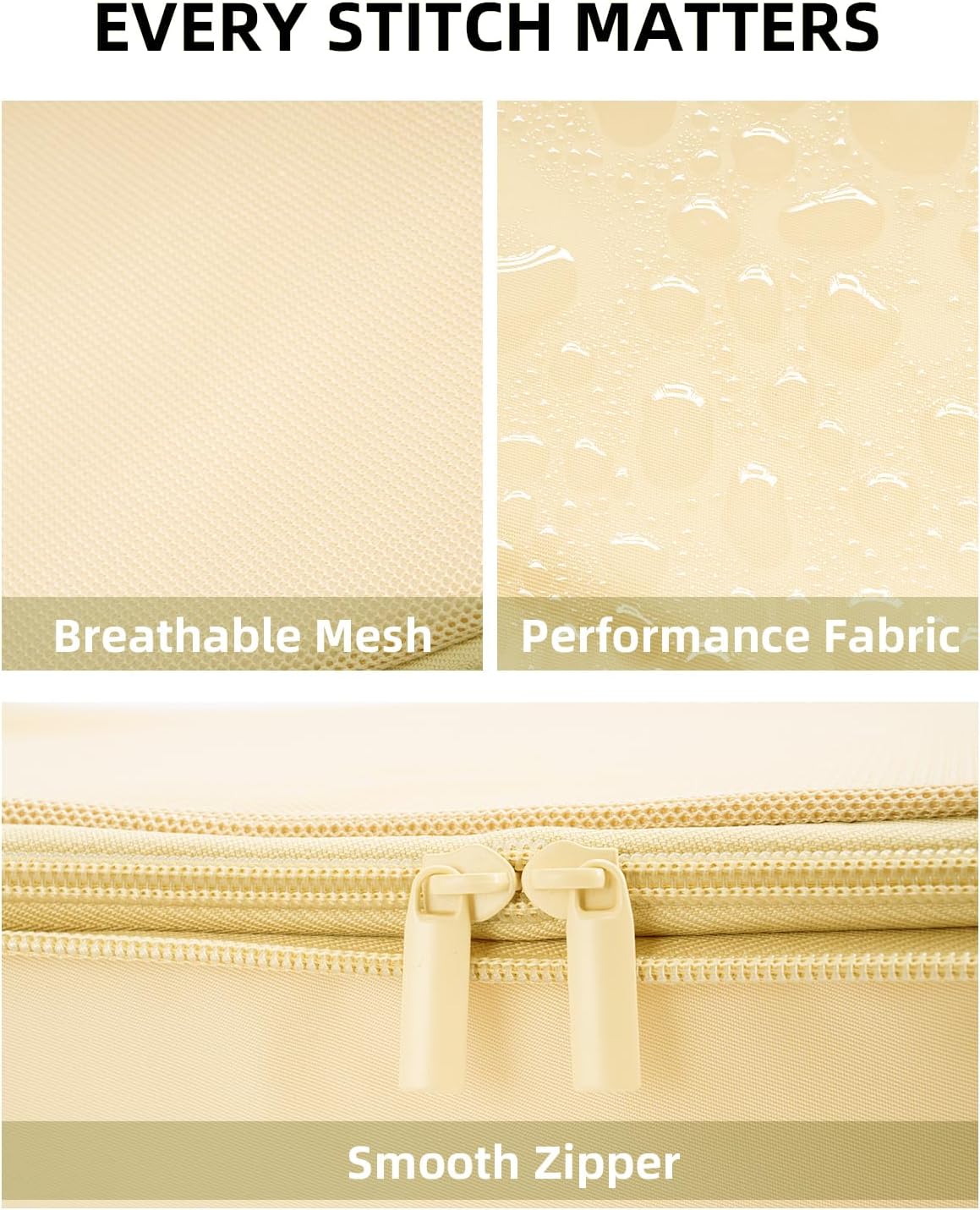 6 Set Compression Packing Cubes for Travel, Large Medium Small Luggage Organizers, Storage Bags for Clothes (6 Pack, Bright Yellow)