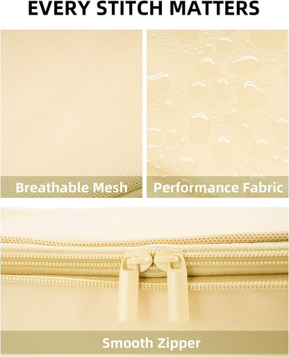 6 Set Compression Packing Cubes for Travel, Large Medium Small Luggage Organizers, Storage Bags for Clothes (6 Pack, Bright Yellow)