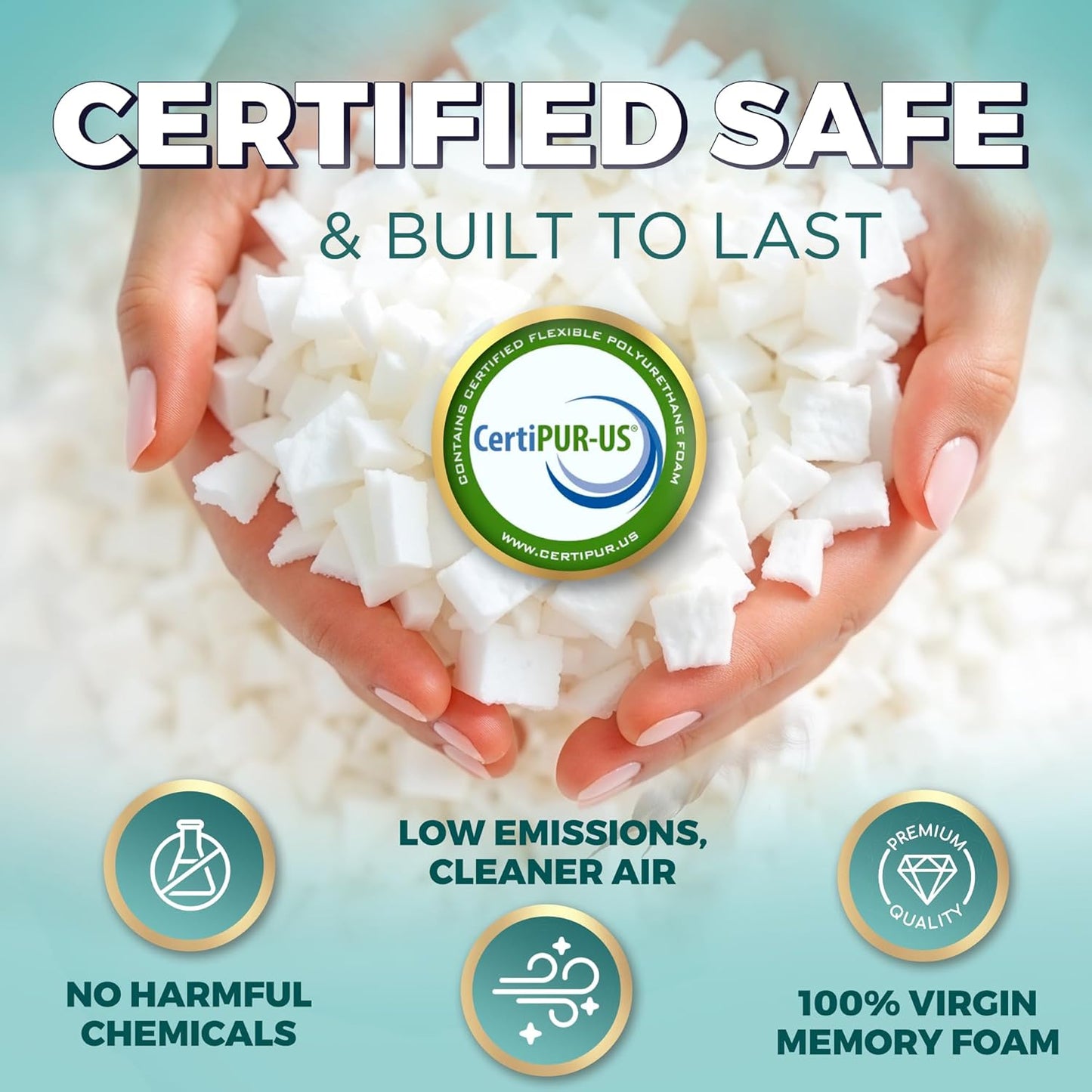 Royal Therapy King Pillows 4-Pack - Shredded Memory Foam Pillows for All Sleep Positions - Medium Firm Pillow with Adjustable, Bamboo Rayon Cover, CertiPUR-US, Oeko-TEX Certified