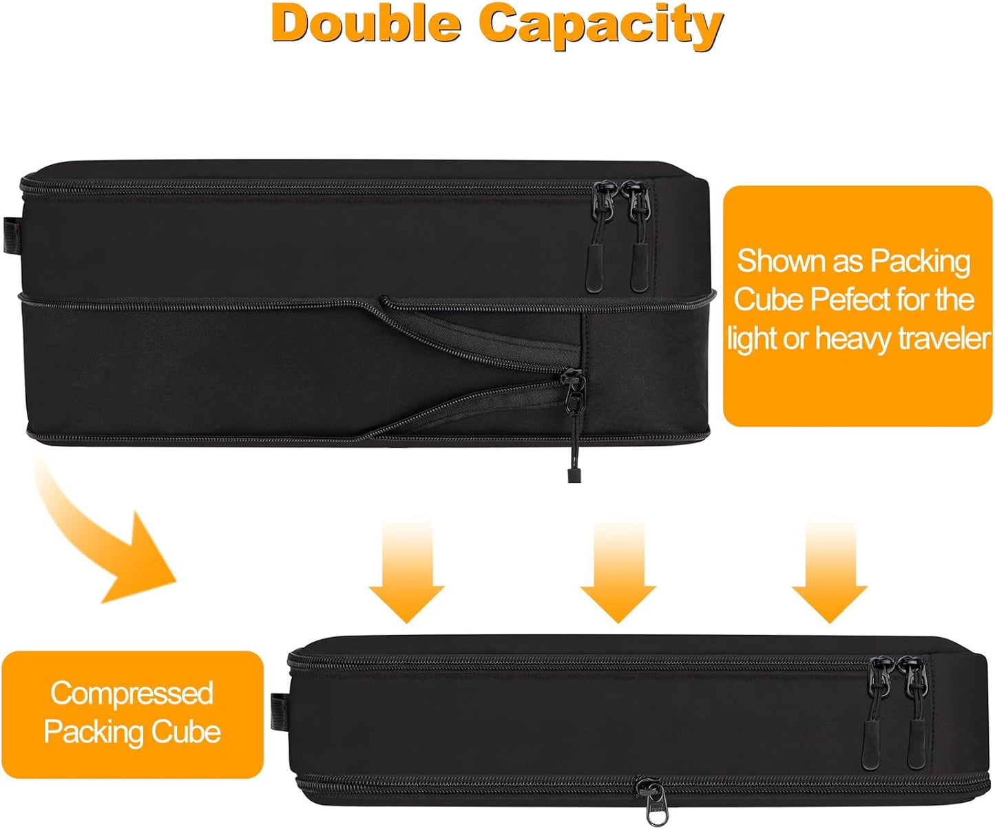 8 Set Compression Packing Cubes for Travel, Waterproof Luggage Organizers, Suitcase Organizer Set for Carry-On & Checked Baggage, Travel Accessories for Men & Women