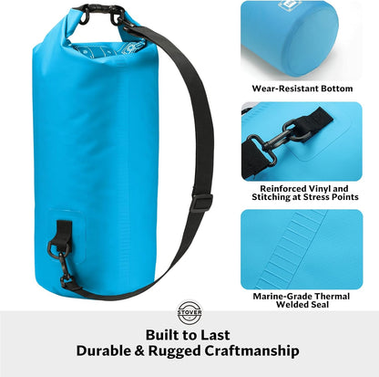 STOVER 5/10/25/30/40/55L Waterproof Backpack- Floating Dry Bag for Kayaking, Travel, Beach, Hiking, & Camping, Men/Women