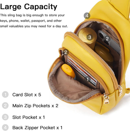 Telena Small Sling Bag for Women Leather Crossbody Fanny Packs Chest Bag for Women