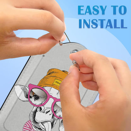 Funny Giraffe 2 Pack Luggage Tag for Suitcase, Cute Unique Leather Bag Tags Identifiers Privacy Cover ID Label with Durable Steel Loop for Women Men Kids Girls Travel