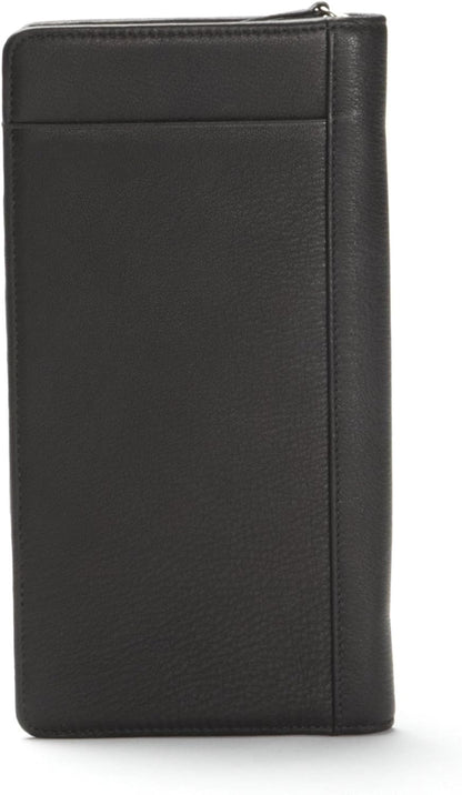 Leatherology RFID Black Onyx Travel Zip Organizer Wallet, Passport Holder, RFID Available, Full Grain Leather