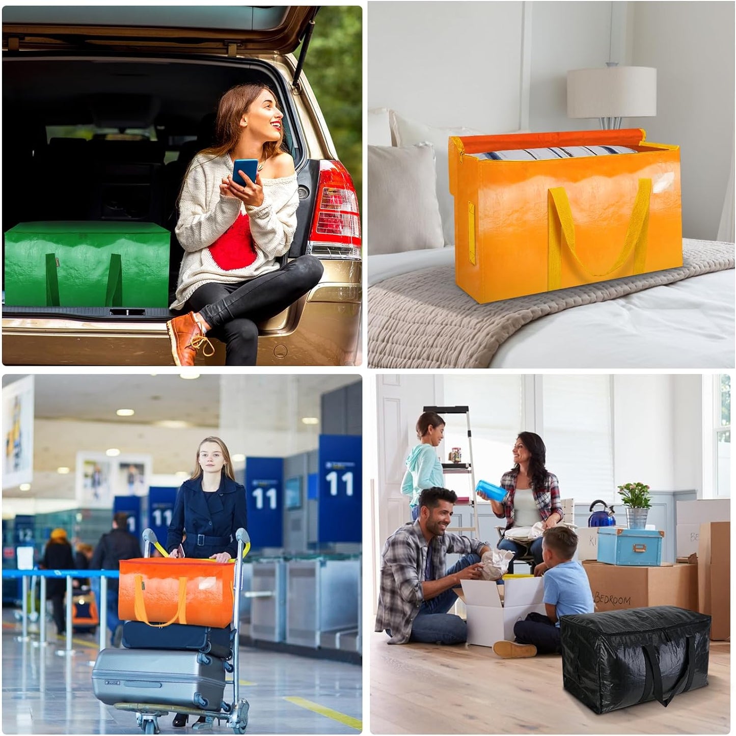 BALEINE 2-Pack Oversized Moving Bags with Reinforced Handles, Heavy-Duty Storage Tote for Clothes, Moving Supplies (Light Yellow, 2-Pack)