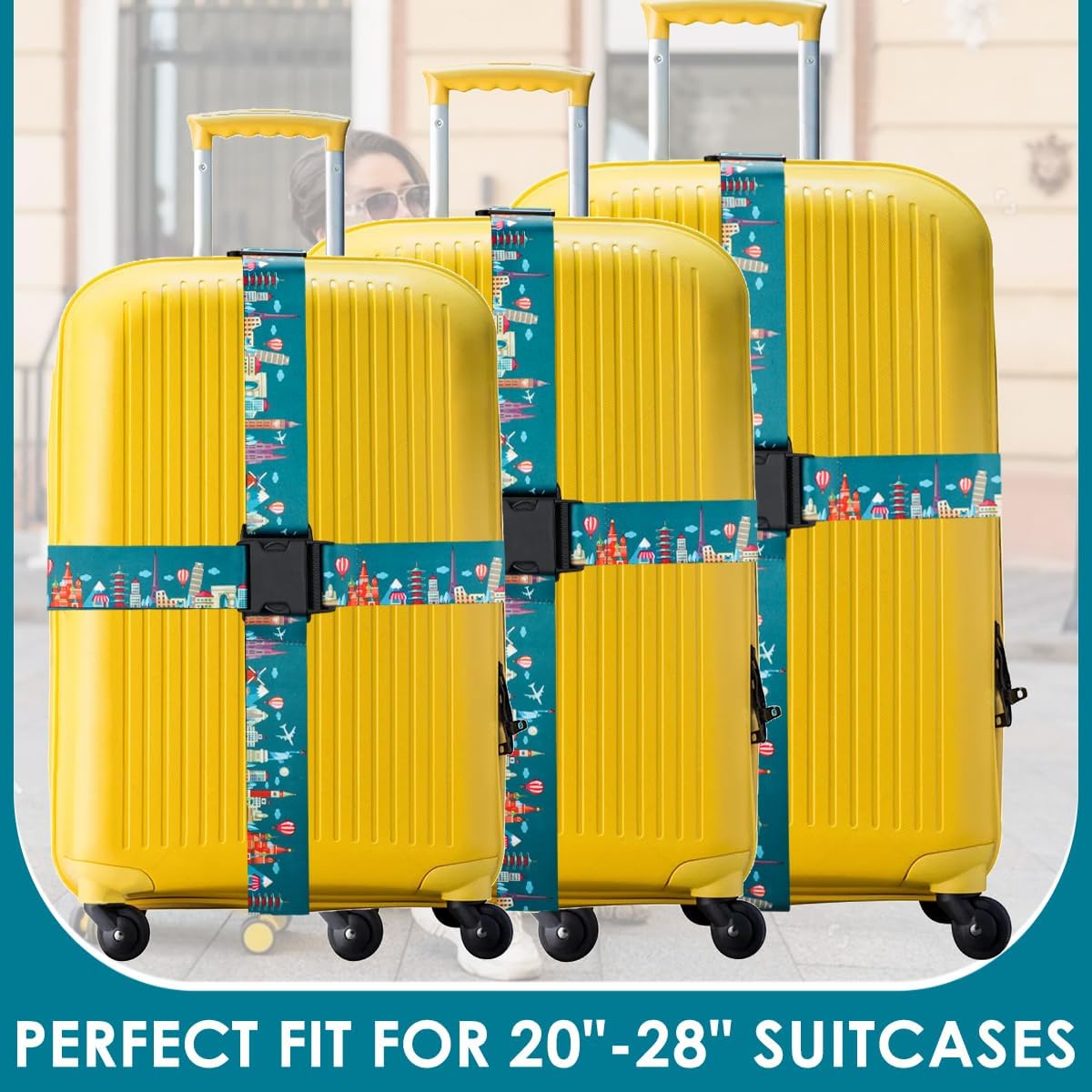 Adjustable Travel Luggage Strap Suitcase Belt Travel Bag Accessories 1.96 in W x 6.23 ft L