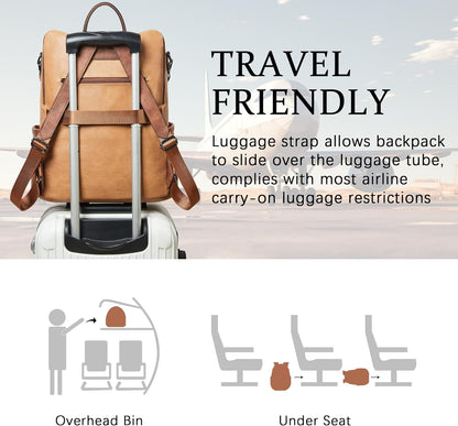 Shrrie Vegan Leather Laptop Backpack for Women 15.6 inch Work Backpack Fashion Travel Backpack Purse for Business College