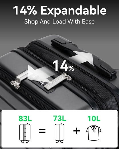 LUGGEX 28 Inch Luggage with Spinner Wheels, Expandable PC Hard Shell Checked Suitcase with Front Opening, Lightweight (Pink, 28 Inch)