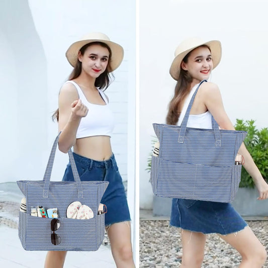 Waterproof Beach Tote Pool Bags for Women Ladies Extra Large Gym Tote Carry On Bag With Wet Compartment for Weekender Travel