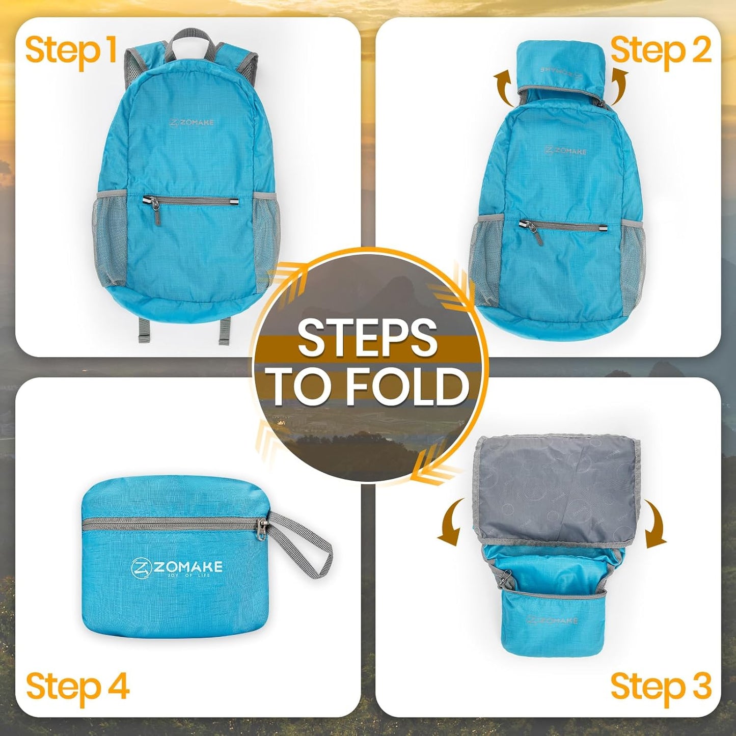 ZOMAKE Ultra Lightweight Hiking Backpack 20L - Packable Small Backpacks Water Resistant Daypack for Women Men(Azure Blue)