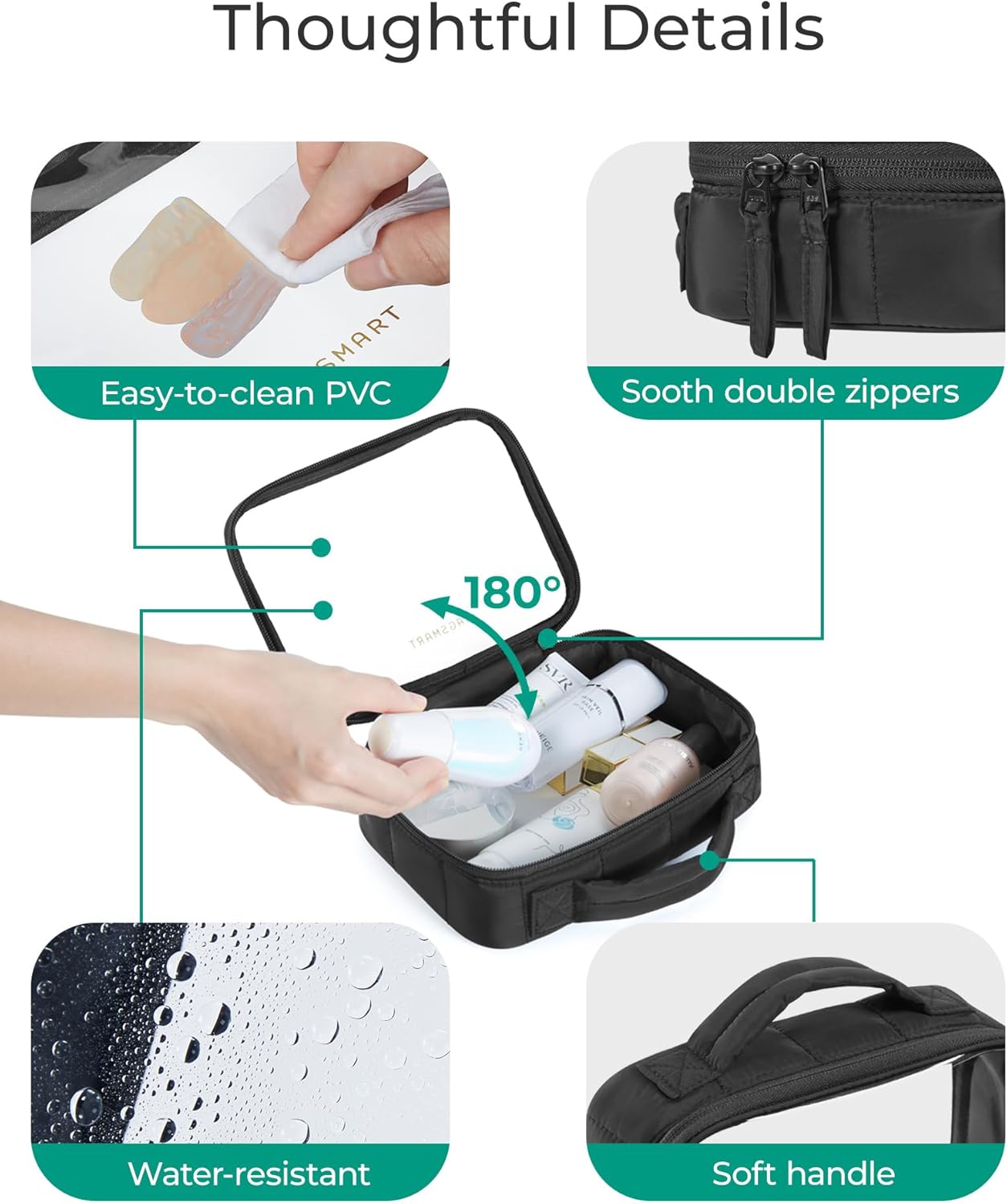 BAGSMART TSA-Approved Clear Toiletry Bag for Women Travel, Large Cosmetic Makeup Bag with Double Zipper Handle, Puffy Edges Design