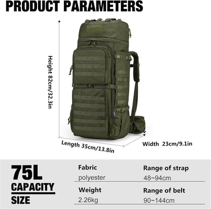 Mardingtop 75L Molle Hiking Internal Frame Backpacks with Rain Cover for Camping,Backpacking,Travelling