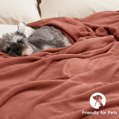 PHF Ultra Soft Fleece Blanket King Size, No Shed No Pilling Luxury Plush Cozy 300GSM Lightweight Blanket for Bed, Couch, Chair, Sofa Suitable for All Season, 108" x 90", Brick Red