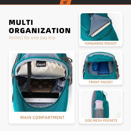 SKYSPER Sling Bag RFID Crossbody Sling Backpack Cross Body Shoulder Bag Travel Hiking Daypack for Women Men