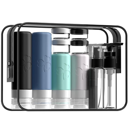 INSFIT Travel Bottles for Toiletries 23pack, TSA Approved Travel Size Toiletries, Airplane Essentials for Creams, Shampoo, Cosmetic Liquids