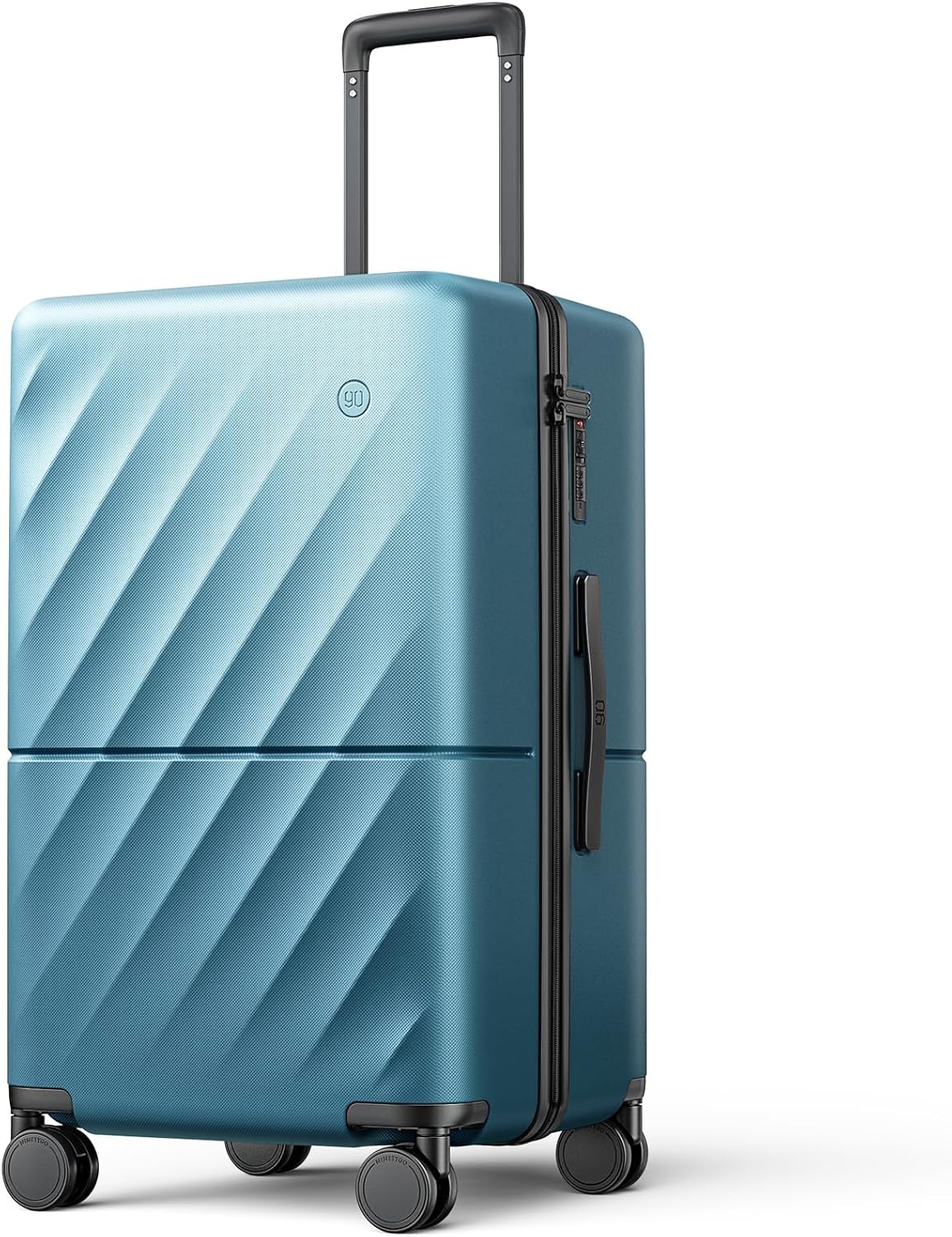 Trunk Luggage 24 Inch, Medium Checked Luggage with Double Spinner Wheels, Anti-Burst Zipper, Hard Case PC Suitcase, Lightweight Travel Luggage, TSA Approved (Topaz Blue, Hudson)