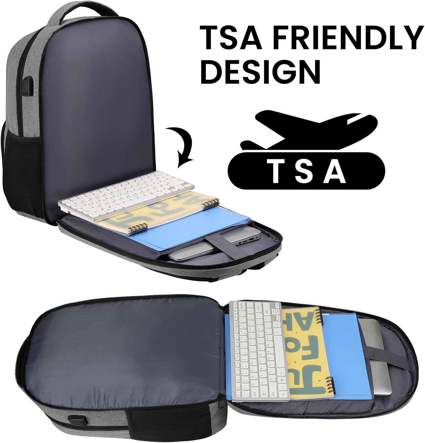 BIKROD Backpack for Men, TSA Travel Backpack, College Backpacks Water Resistant Back Pack with USB Charging Port, Business Anti Theft Durable Computer Bag Gifts Fits 15.6 Inch Laptop, Grey