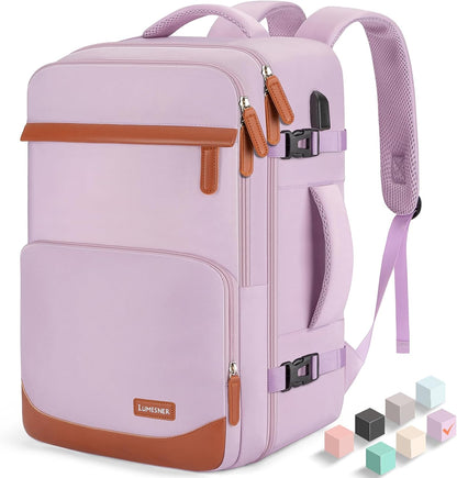 40L Travel Backpack with USB Charging Port, Water-Resistant Carry On Backpack for Men Women, Business Laptop Backpack for Trips & Commutes, Fits 15.6/17.3 Inch Laptop